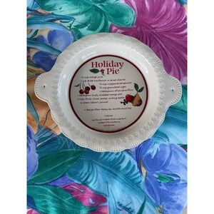Hallmark Holiday Pie Dish Ceramic Recipe Plate Scalloped Rim Fruit Flawless